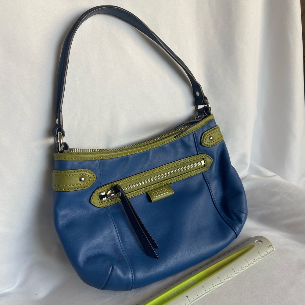 Coach Green and Blue Leather Bag